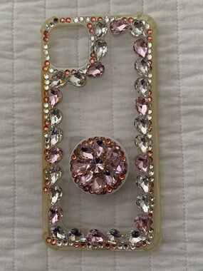 Pink Crystal Bejeweled Phone Case with PopSocket - IPhone 11